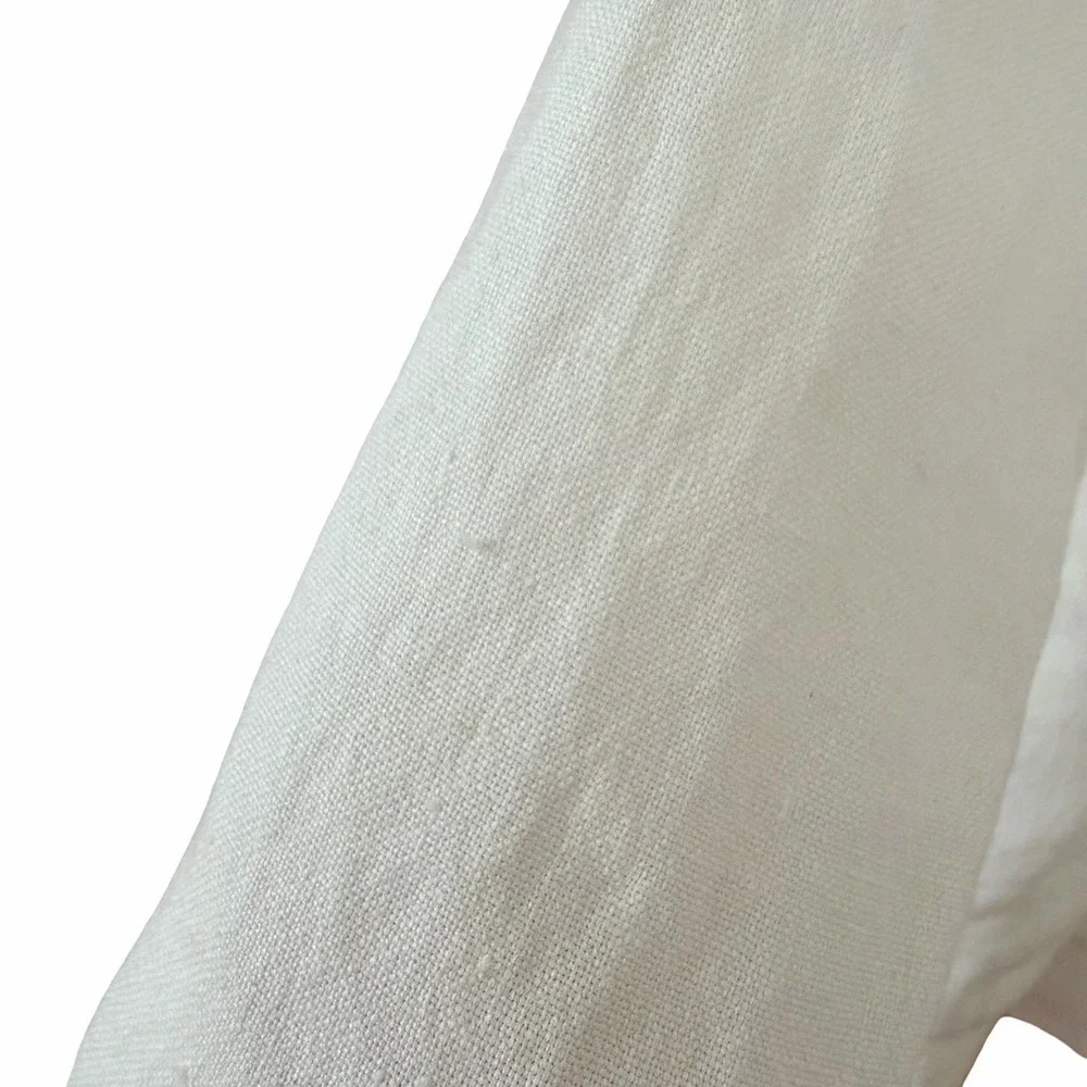 POLO Ralph Lauren Women Double Breasted Linen Blazer Size 6 White Coastal Preppy